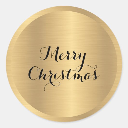 Aangepaste tekst Glamour Nep Goud Zalig Kerstfeest Ronde Sticker (Voorkant)