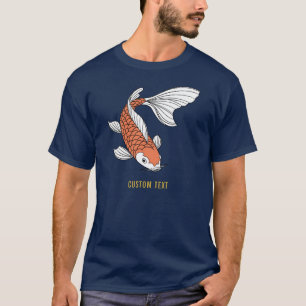 Aangepaste tekst & gouden vis markering marineblau t-shirt