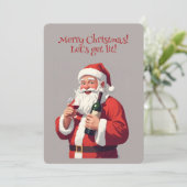 Aangepaste tekst Grappig Drink Kerstman Kaart (Staand voorkant)