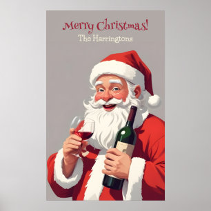 Aangepaste tekst Grappig Drink Kerstman Poster