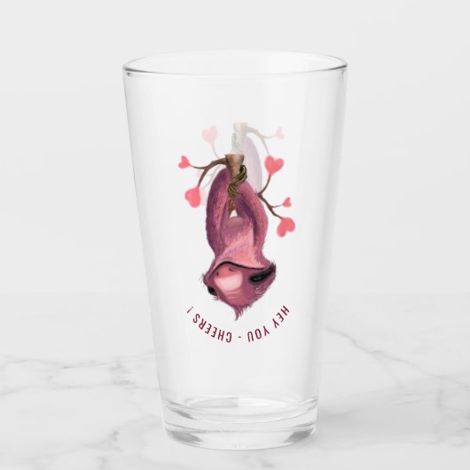 Aangepaste tekst - Grappig Romantic Sloth - Cheers Glas (Voorkant)