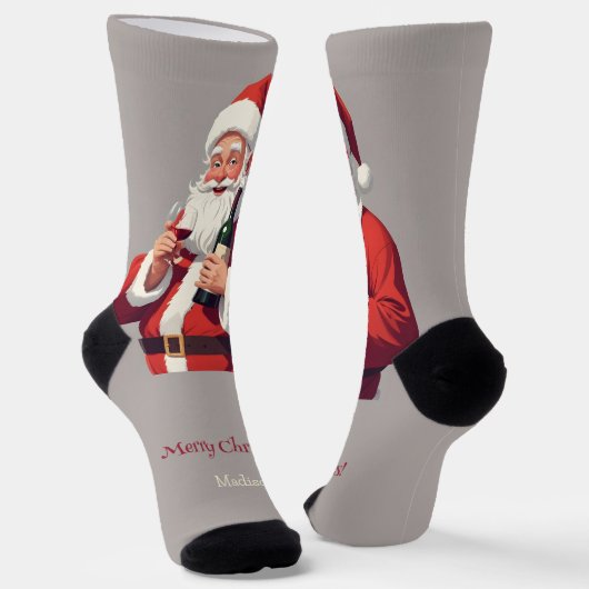Aangepaste tekst grappige dronken Kerstman Sokken (Gebogen)