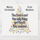 Aangepaste tekst Grappige verlichte kerstboom Bier Etiket (Enkel label)