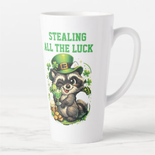 Aangepaste tekst Grappige wasbeer St. Patrick's Da Latte Mok