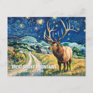 Aangepaste tekst Great Smoky Mountains Elk Van Gog Briefkaart
