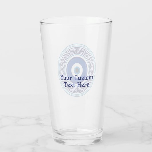 Aangepaste tekst Grieks patroon Evil Eye Nazar Glas (Achterkant)