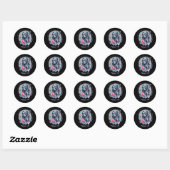 Aangepaste tekst  Grim Reaper Floral Glitter Ronde Sticker (Vel)
