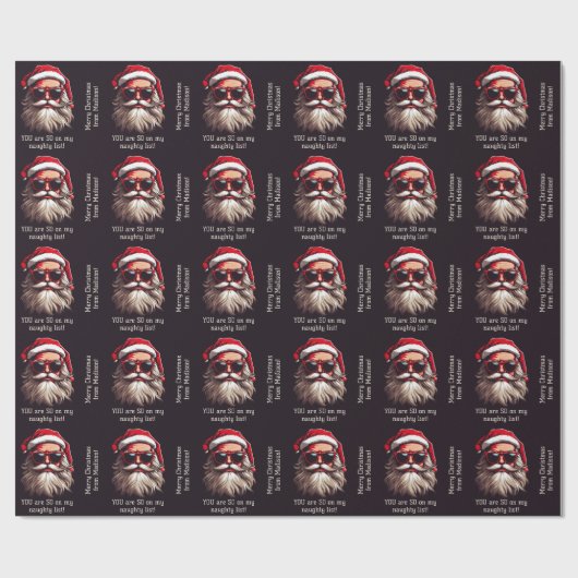 Aangepaste tekst Grumpy Santa Cadeaupapier (Vlak)