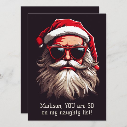 Aangepaste tekst Grumpy Santa Feestdagenkaart (Voorkant / Achterkant)