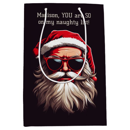 Aangepaste tekst Grumpy Santa Medium Cadeauzakje (Voorkant)
