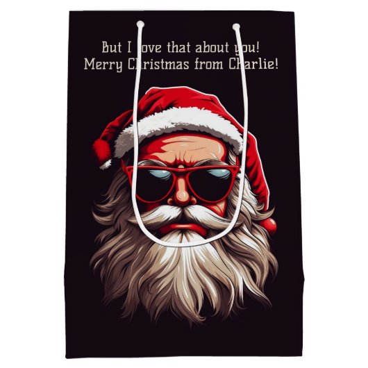 Aangepaste tekst Grumpy Santa Medium Cadeauzakje (Achterkant)
