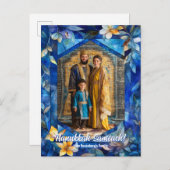 Aangepaste tekst Happy Chanoeka, glas in lood Briefkaart (Voorkant / Achterkant)