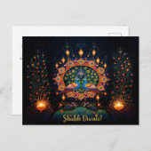 Aangepaste tekst 🦚🛕🤩 Happy Diwali Briefkaart (Voorkant / Achterkant)