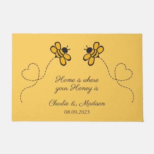 Aangepaste tekst Happy Love Bees Deurmat (Voorkant)