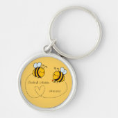 Aangepaste tekst Happy Love Bees Sleutelhanger (Voorkant)
