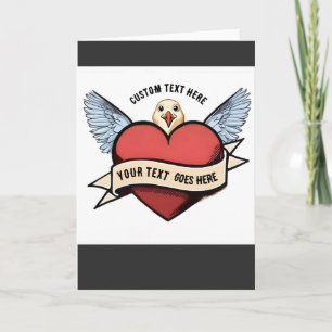 Aangepaste tekst   Hart Grappige meeuw tatoeage Kaart