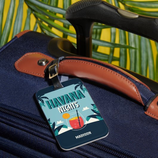 Aangepaste tekst "Havana Nights" Bagagelabel (Voorkant Insitu 1)