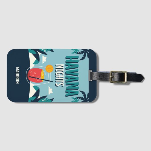 Aangepaste tekst "Havana Nights" Bagagelabel (Voorkant (horizontaal))