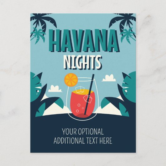 Aangepaste tekst "Havana Nights" Briefkaart (Voorkant)