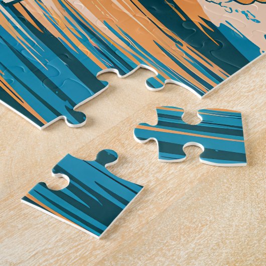 Aangepaste tekst Hawaii Surfen Retro Wave Legpuzzel (Zijkant)