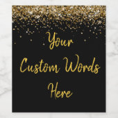 Aangepaste Tekst Hier Gepersonaliseerd Zwart Goud  Wijn Etiket (Enkel label)