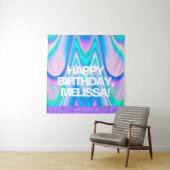 Aangepaste tekst Holographic Iridescent Y2K Party Wandkleed (In situ)
