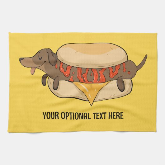Aangepaste tekst Hot Dog Theedoek (Horizontaal)