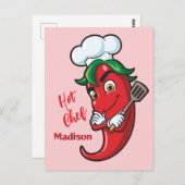 Aangepaste tekst Hot Pepper Chef Briefkaart (Voorkant / Achterkant)