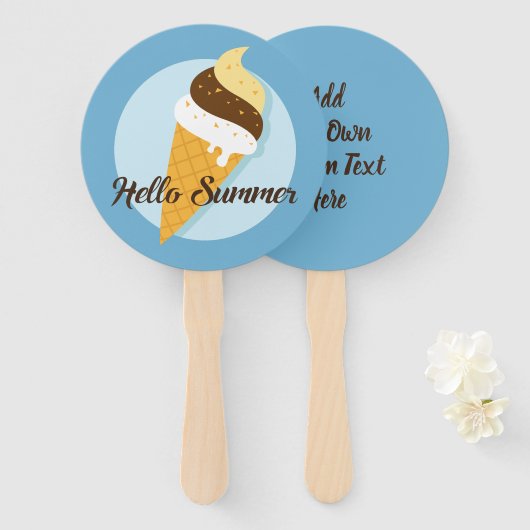 Aangepaste tekst Ice Cream Hallo ventilatorset Handwaaier (Voorkant en achterkant)