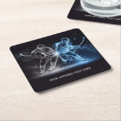 Aangepaste tekst Ice Hockey Vierkante Kartonnen Onderzetter (Schuin)