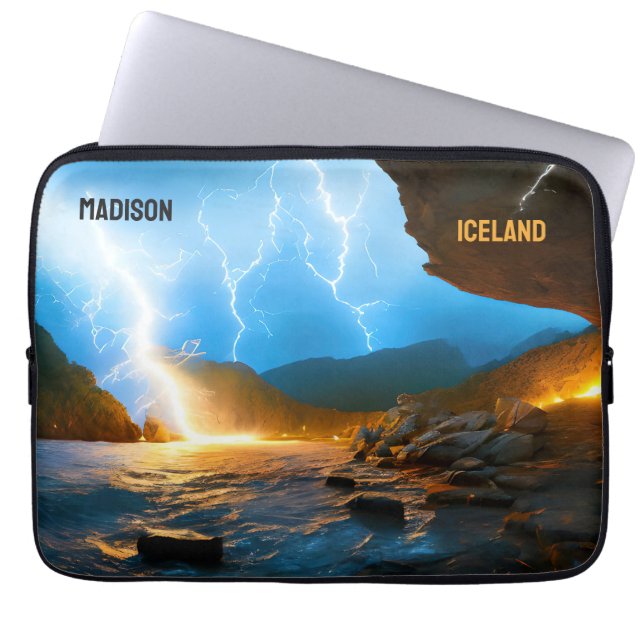 Aangepaste tekst IJsland Laptop Sleeve (Voorkant)