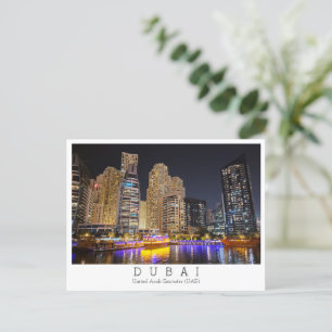 Aangepaste tekst, jachthaven bij nacht, Dubai, Ver Briefkaart