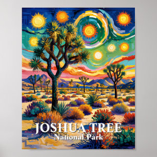 Aangepaste tekst Joshua Tree Van Gogh Kleurrijk Wo Poster