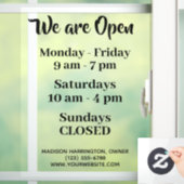 Aangepaste tekst kantooruren raamsticker (Huis)