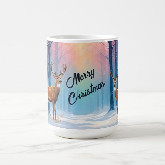 Aangepaste tekst Kerst Mok Herten in een besneeuwd (Center)