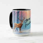 Aangepaste tekst Kerst Mok Herten in een besneeuwd (Voorkant links)