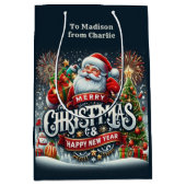 Aangepaste tekst Kerstman Medium Cadeauzakje (Voorkant)
