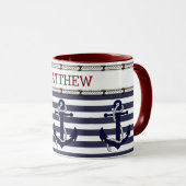 Aangepaste tekst Klassieke nautische anker motief Mok (Voorkant rechts)