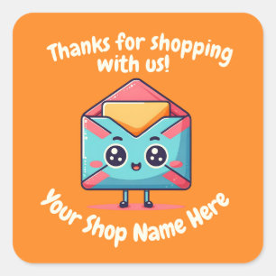 Aangepaste tekst Kleine bedrijven Schattigee mail Vierkante Sticker
