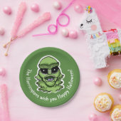Aangepaste tekst & kleur Halloween Creatures 4/4 Papieren Bordje (Feest)