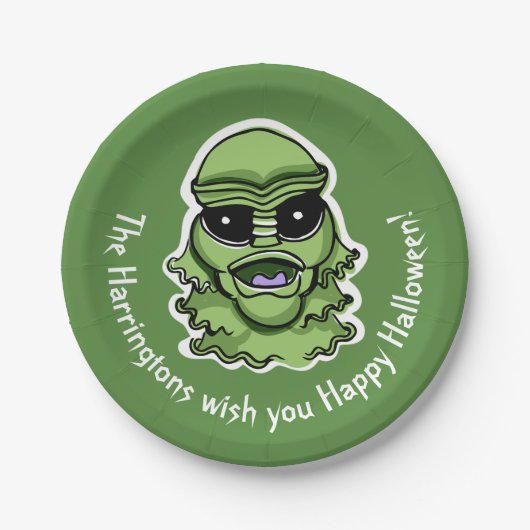 Aangepaste tekst & kleur Halloween Creatures 4/4 Papieren Bordje (Voorkant)