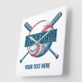 Aangepaste tekst & kleur honkbal vierkante klok (Hoek)