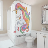 Aangepaste Tekst & Kleur Kleurrijke Eenhoorn Douchegordijn (In situ)