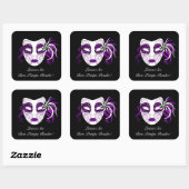 Aangepaste tekst & kleur Mardi Gras Party Mask Zwa Vierkante Sticker (Vel)