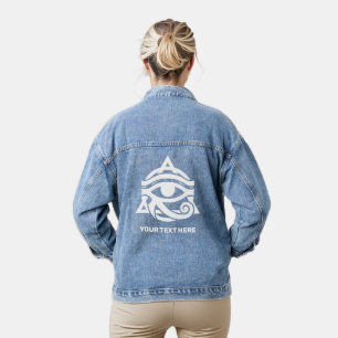 Aangepaste tekst & kleur oog van Horus Denim Jacket
