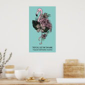 Aangepaste tekst & kleur roze flamingo poster (Keuken)