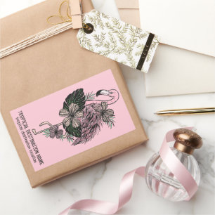 Aangepaste tekst & kleur roze flamingo rechthoekige sticker