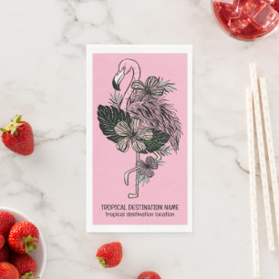 Aangepaste tekst & kleur roze flamingo servet