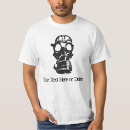 Aangepaste tekst/kleur zwarte retro-gasmasker t-shirt