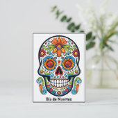 Aangepaste tekst 💀 kleurrijke doodle Día de Muert Briefkaart (Staand voorkant)